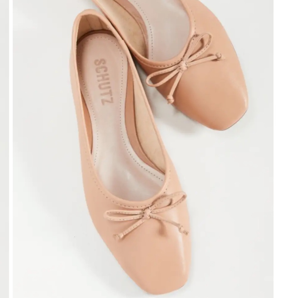 Schutz Arissa Square Toe Leather Ballet Flats